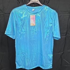 WDIRARA Shiny Blue T-Shirt Unisex Medium NWT (W299)